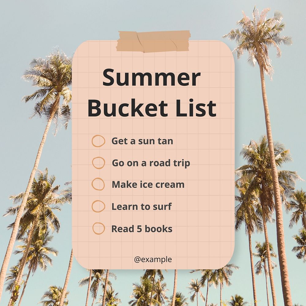 Summer bucket list Instagram post template