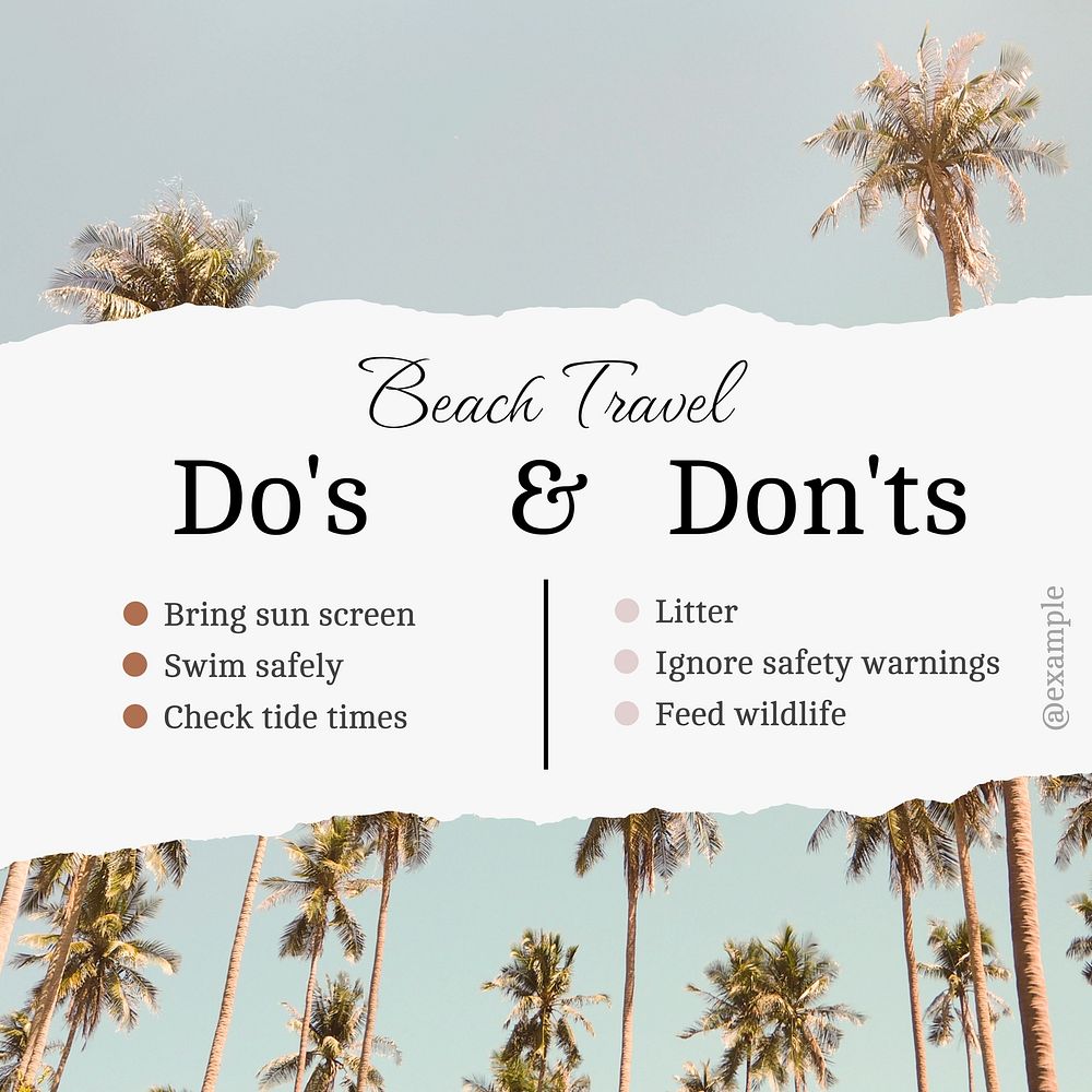 Beach travel list Instagram post template