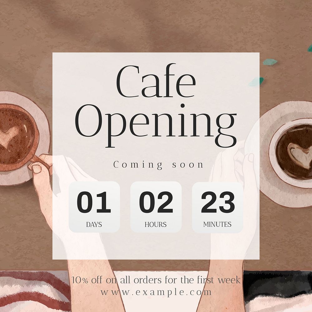 Cafe opening Instagram post template