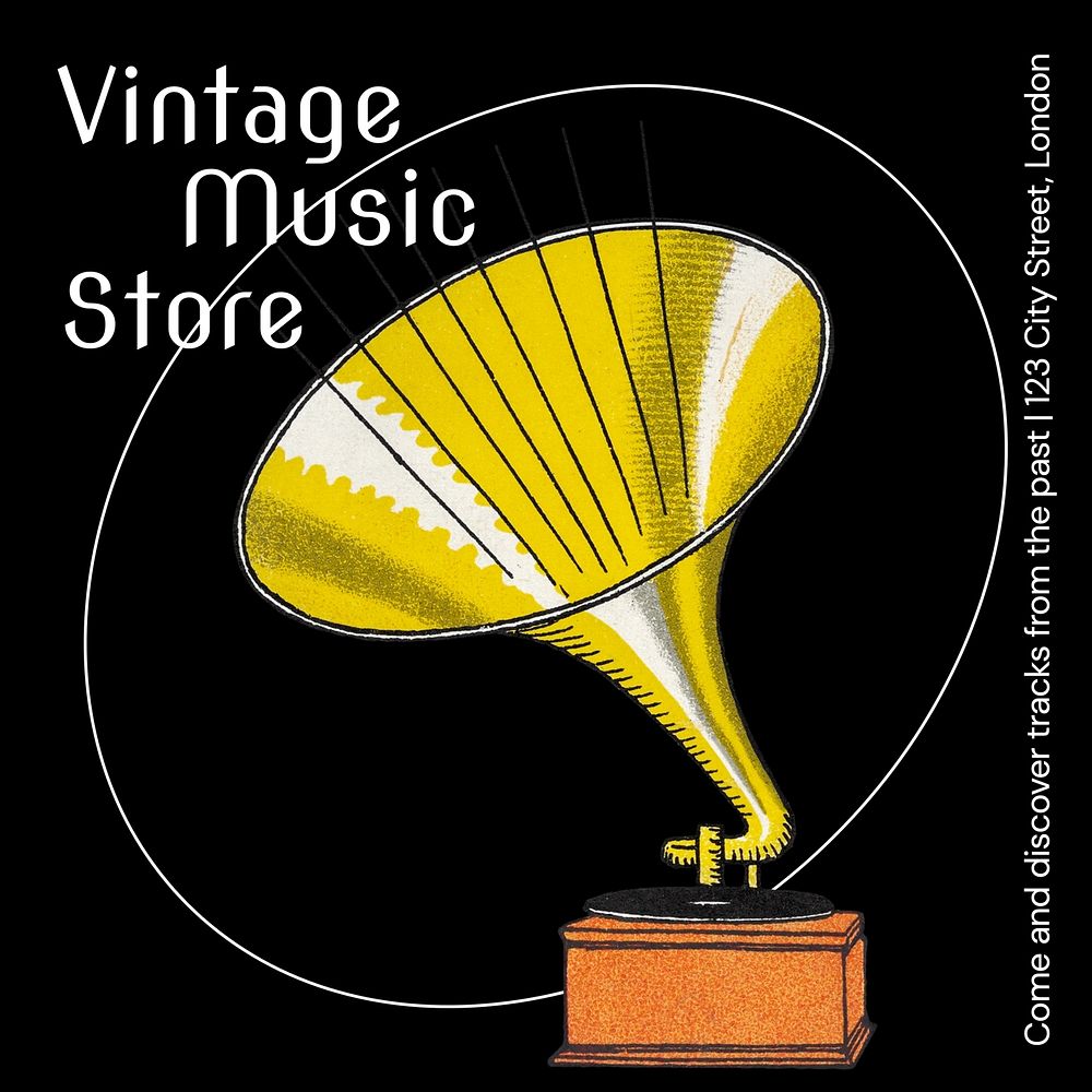 Vintage music store Facebook post template