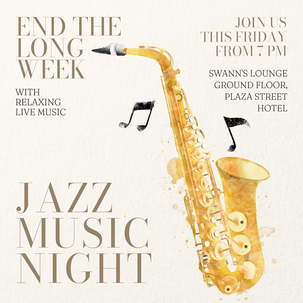 Jazz music night Instagram post template