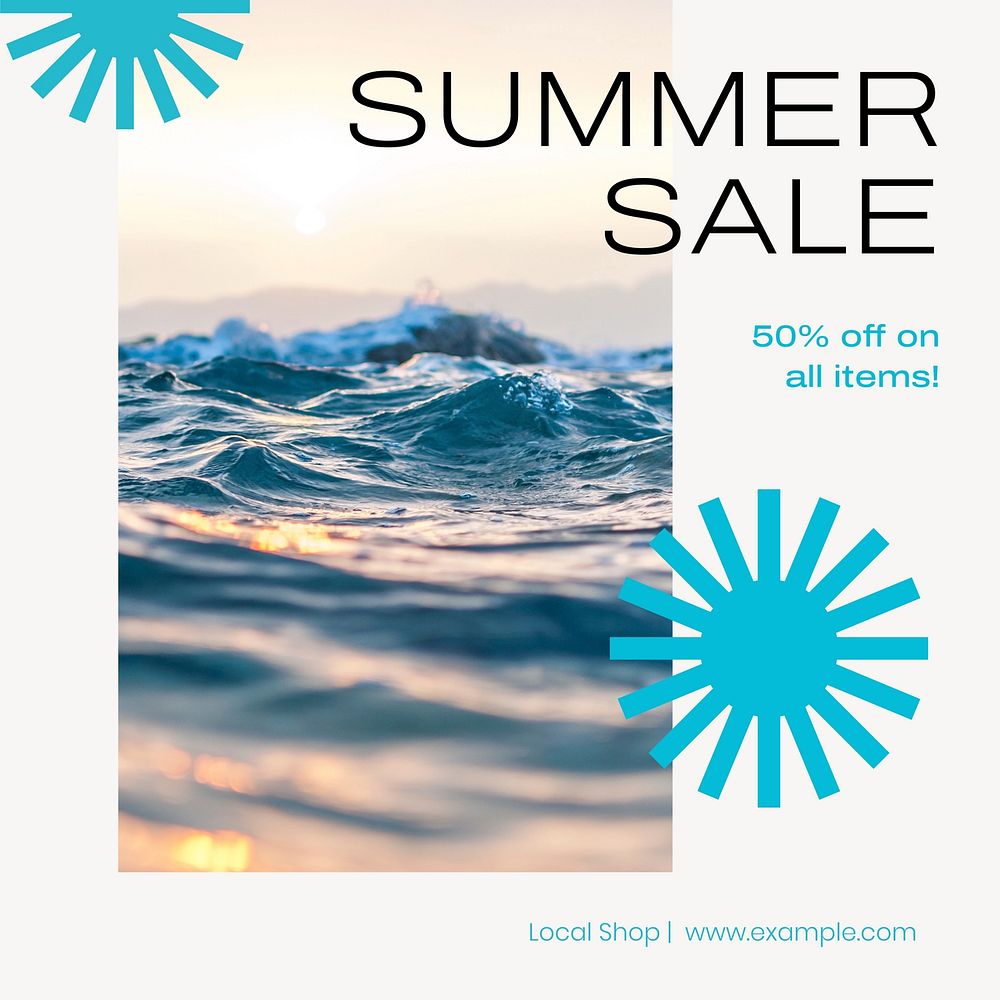 Summer sale Instagram post template social media ad