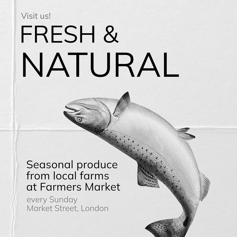 Fresh & natural food post template social media design