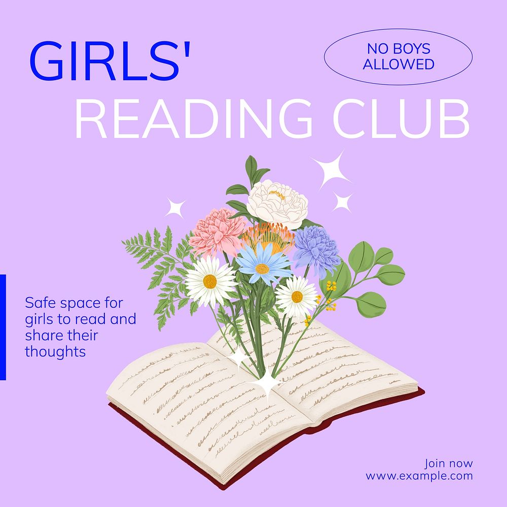 Girls' reading club Facebook post template