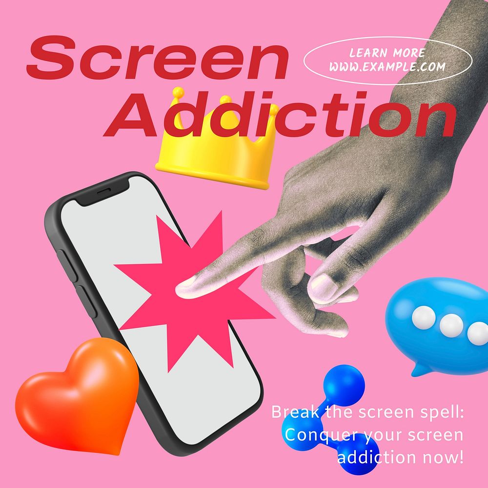 Screen addiction Instagram post template