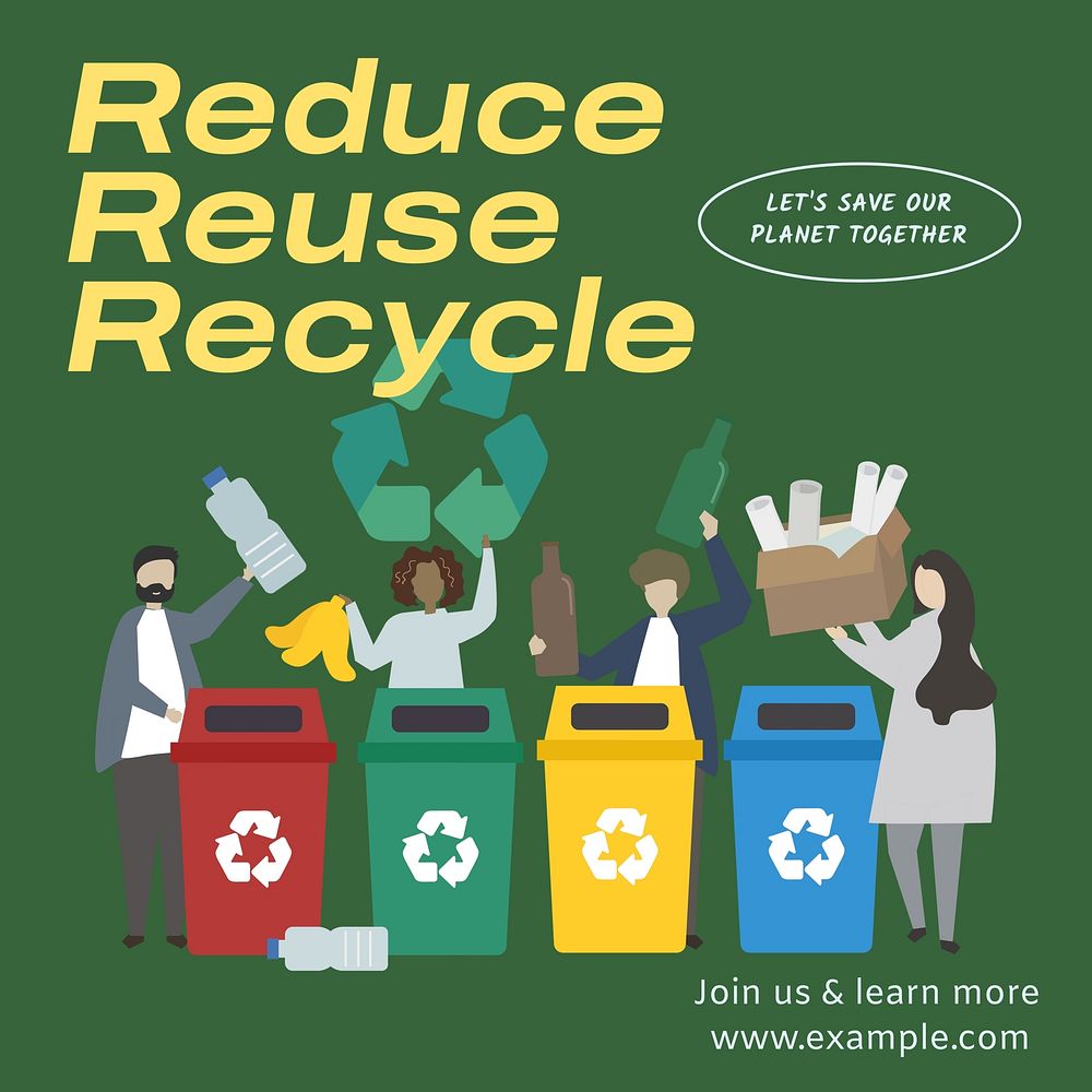 Reduce reuse recycle post template, editable social media design