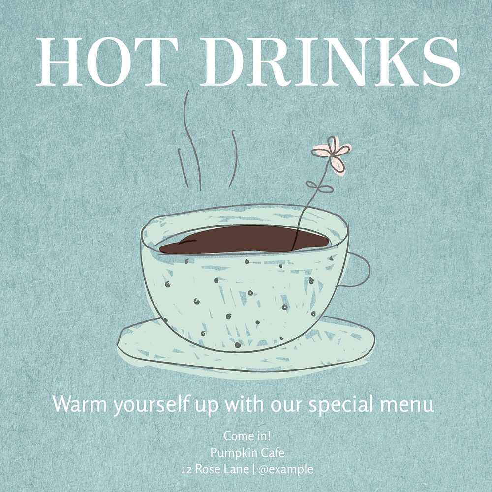 Hot drinks cafe Instagram post template