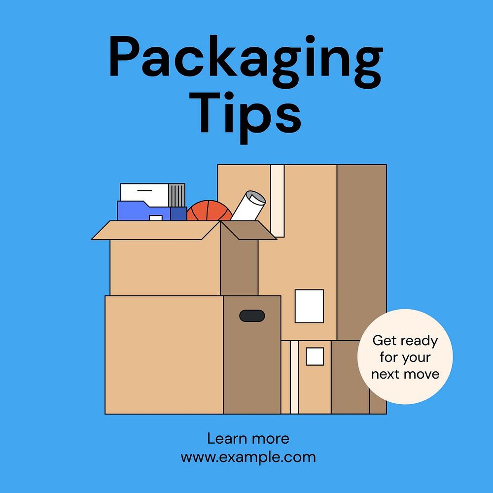 Packing and moving Instagram post template