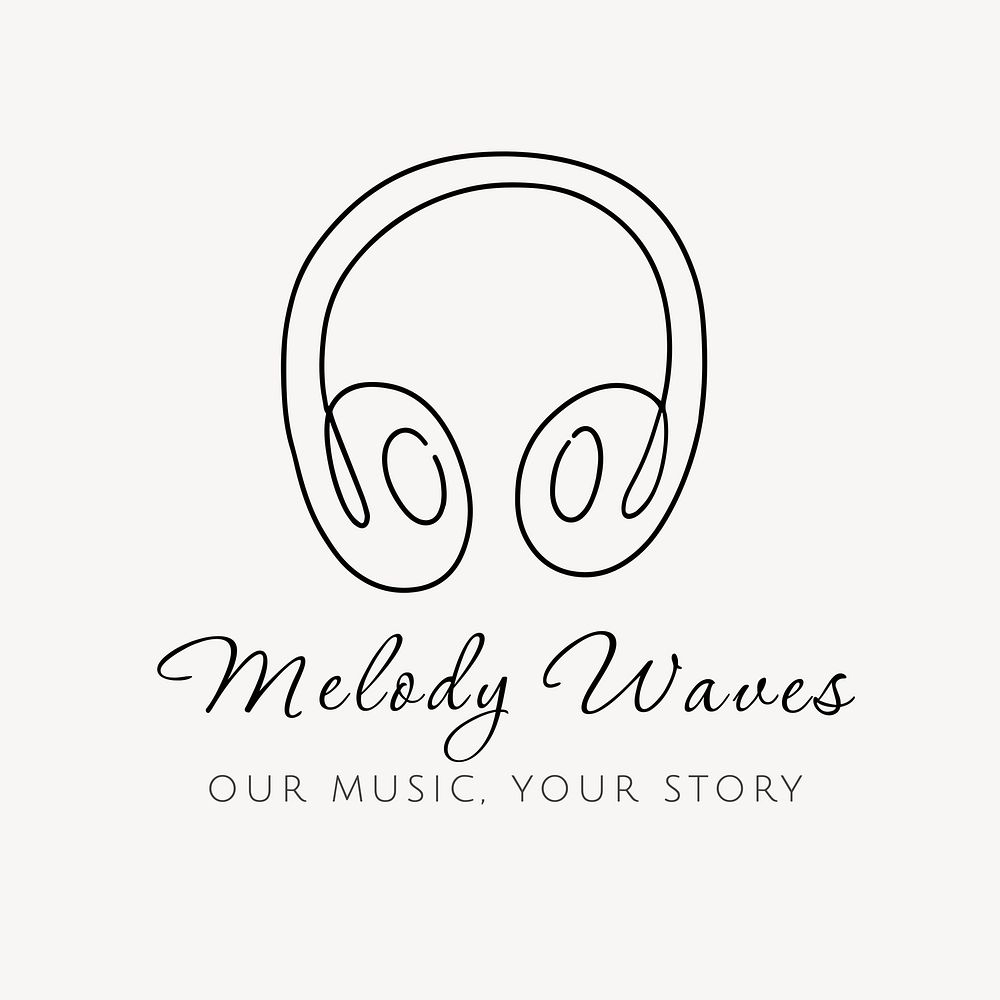 Music headphones  logo minimal line art 