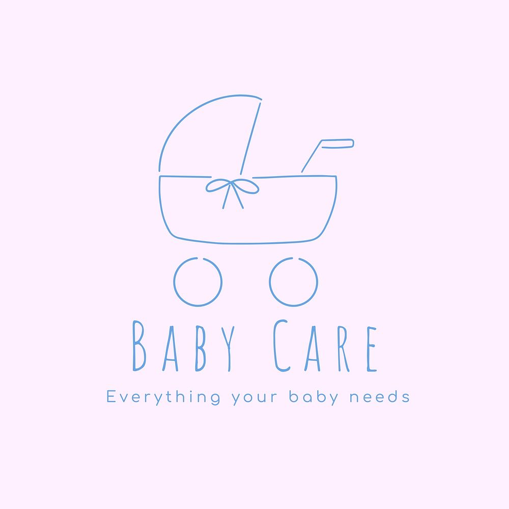 Baby care shop editable logo, minimal line art design