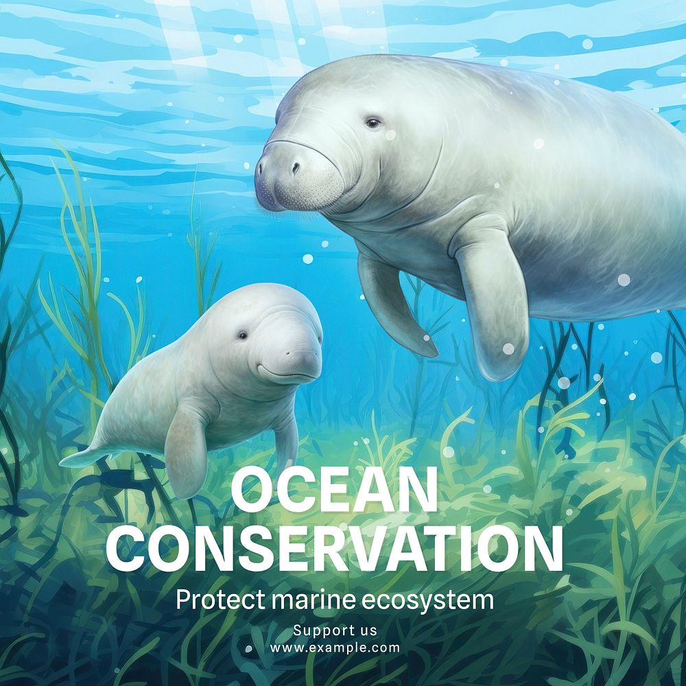 Ocean conservation Instagram post template