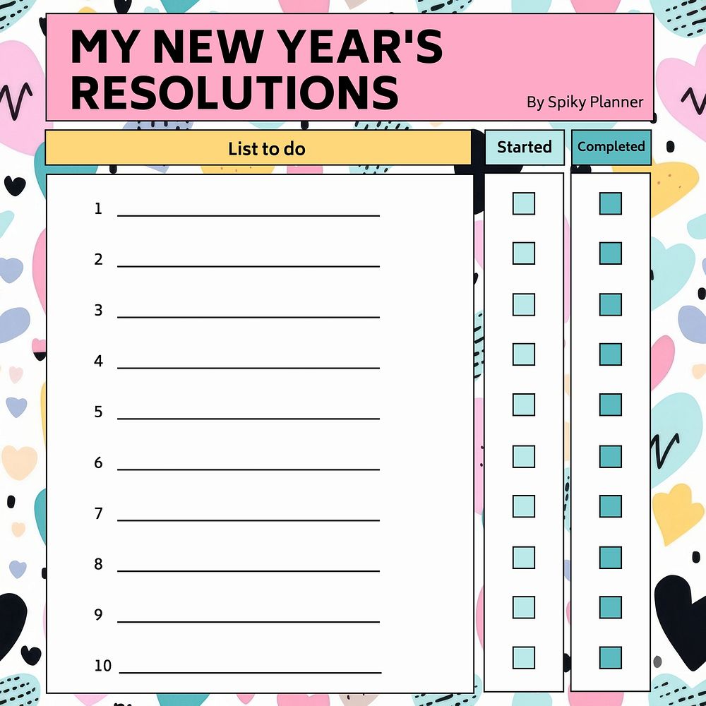 New year's resolutions Facebook post template