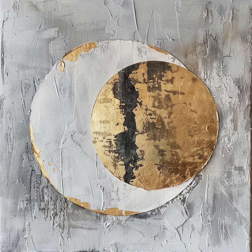 Grey and gold earth painting canvas stain.