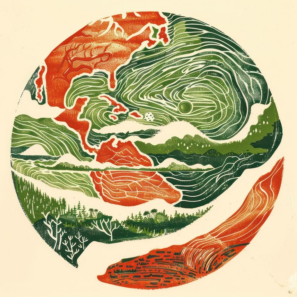 Earth globe painting modern art.