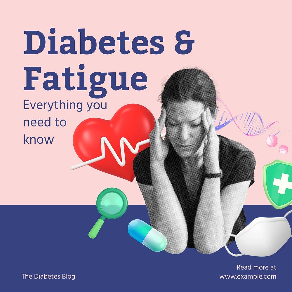 Diabetes & fatigue Instagram post template