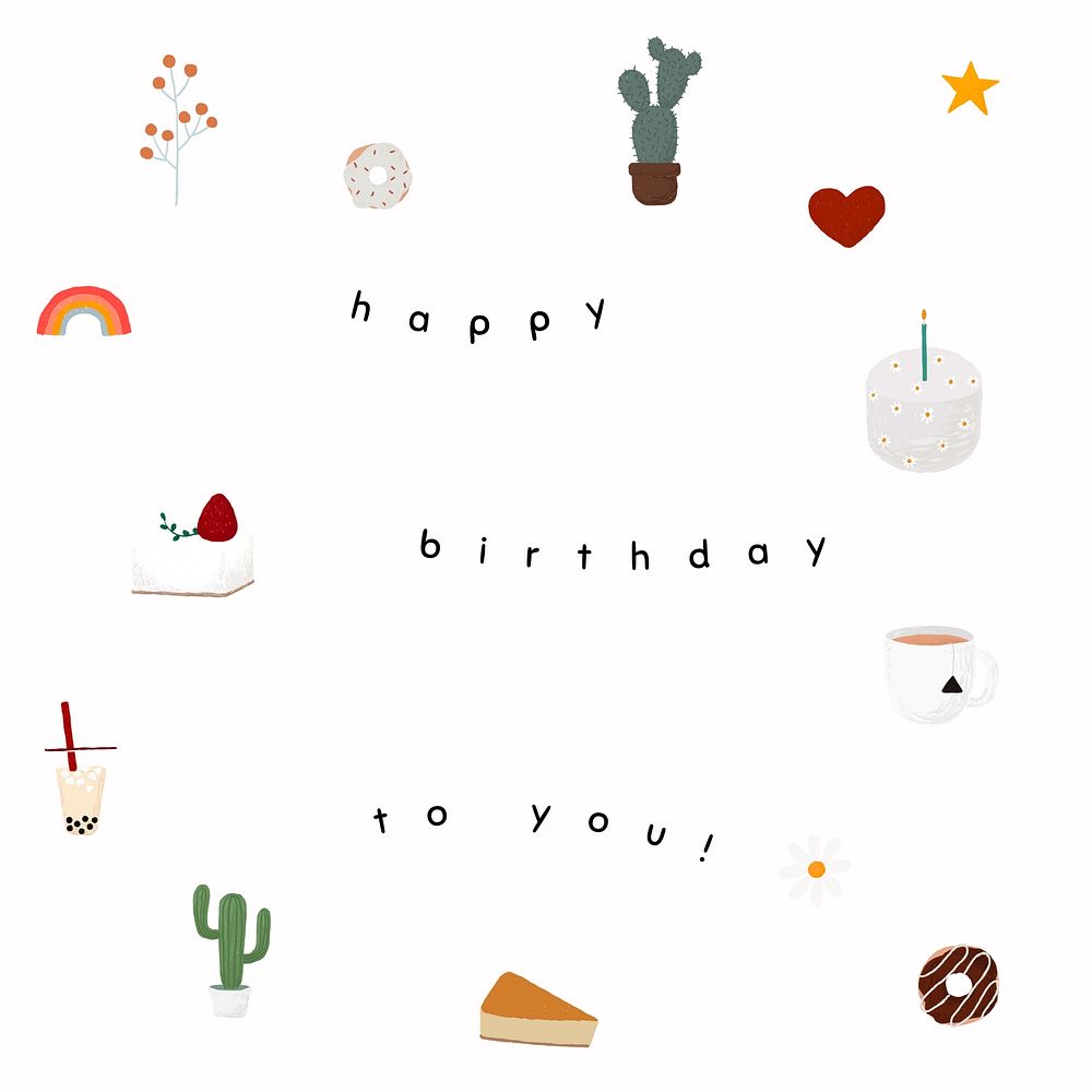 Minimal birthday Facebook post template, cute design