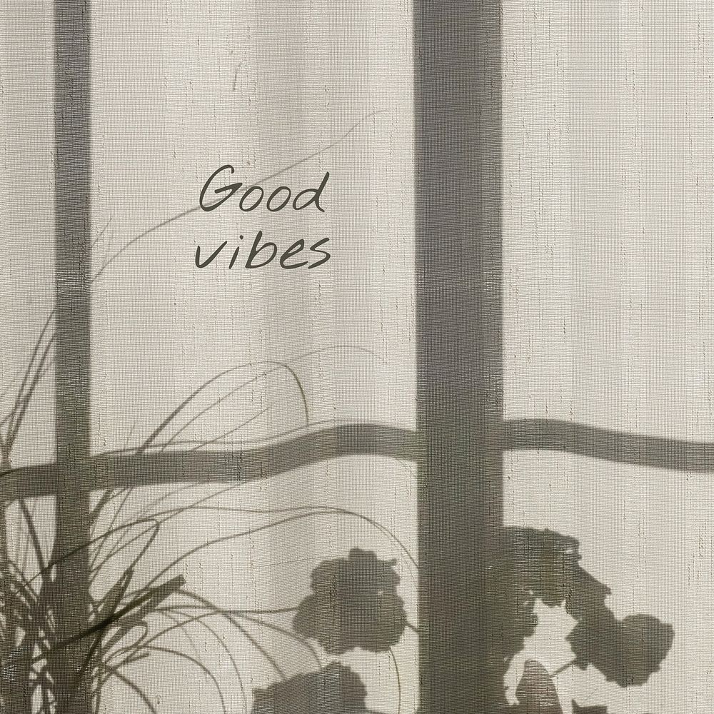 Good vibes Instagram post template, flower shadow aesthetic