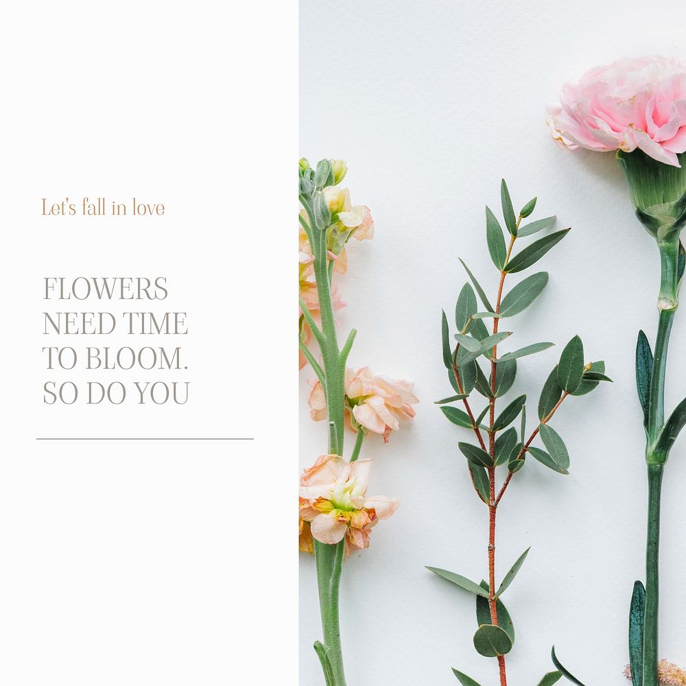 Flower quote Instagram post template, Spring aesthetic