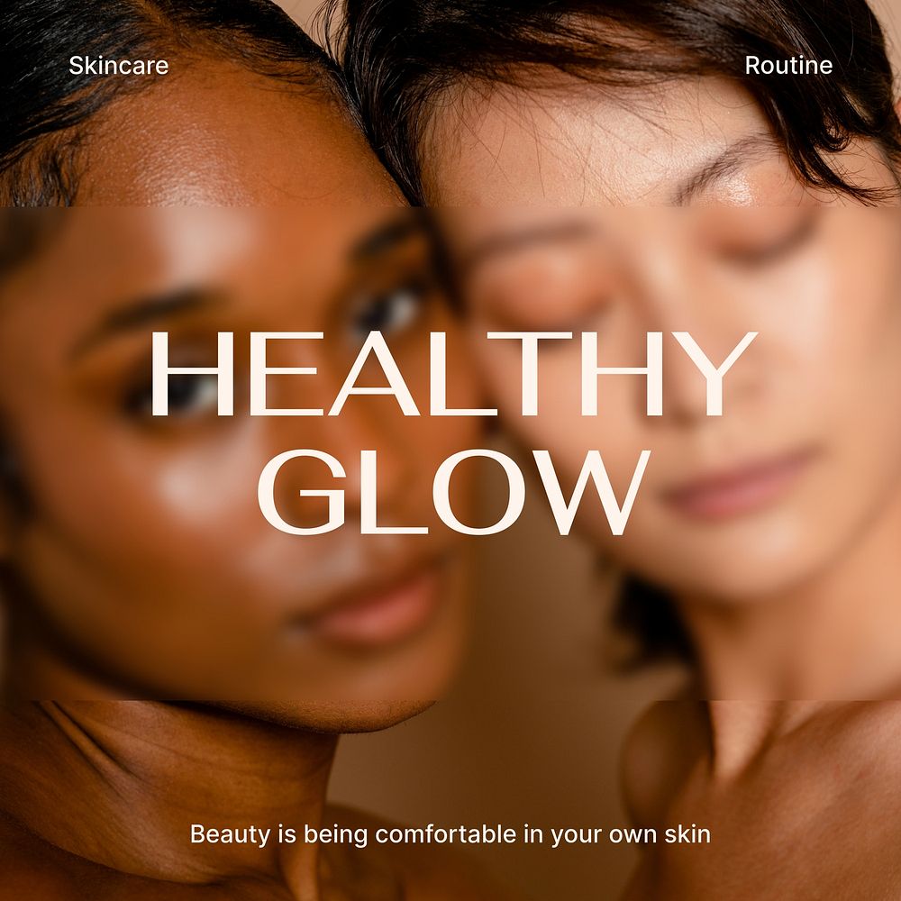 Glowy skin Instagram post template, skincare ad