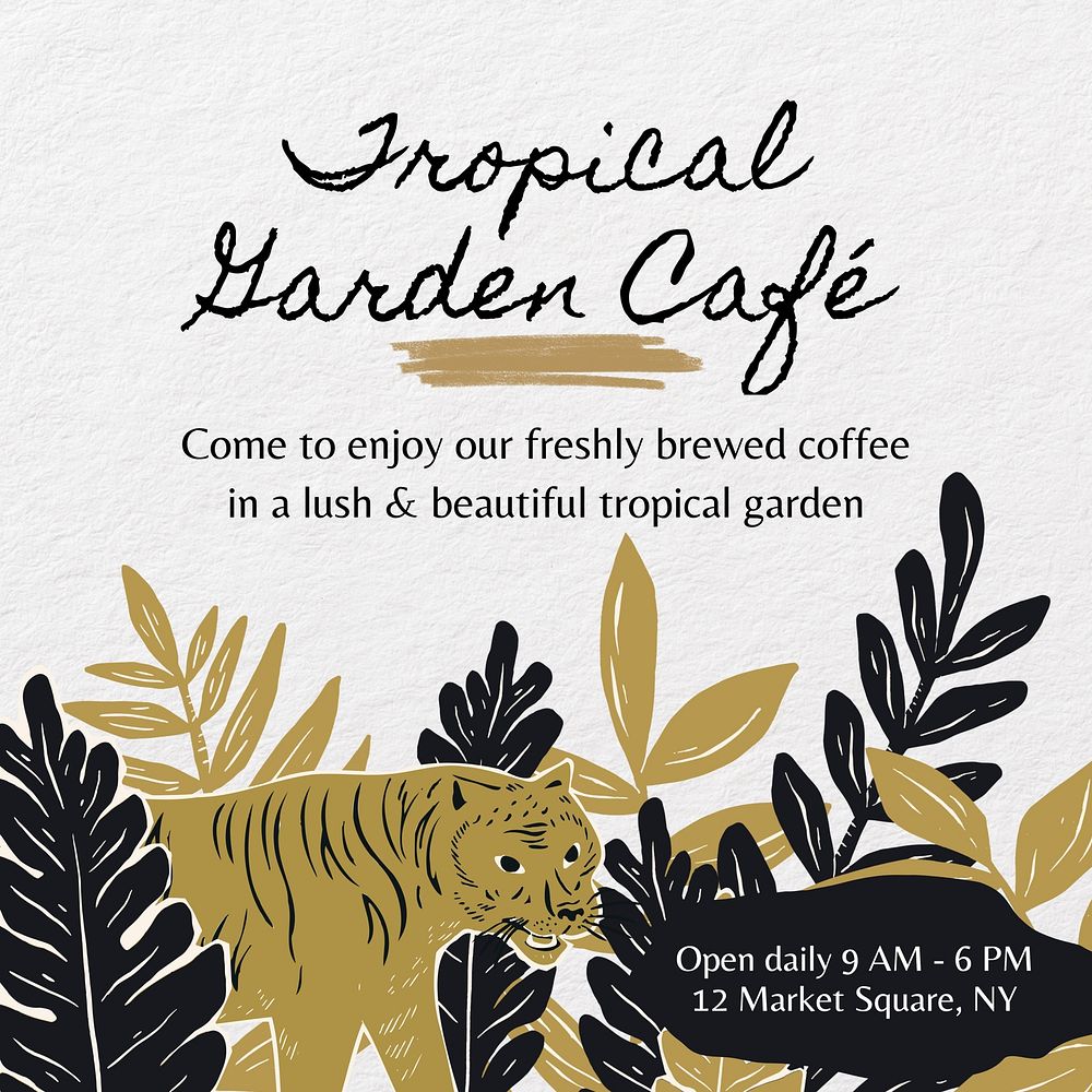 Tropical cafe Instagram post template