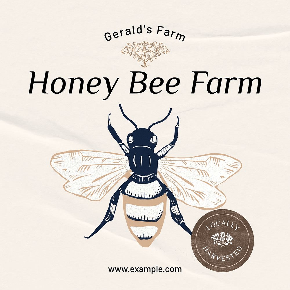 Honey bee farm Instagram post template