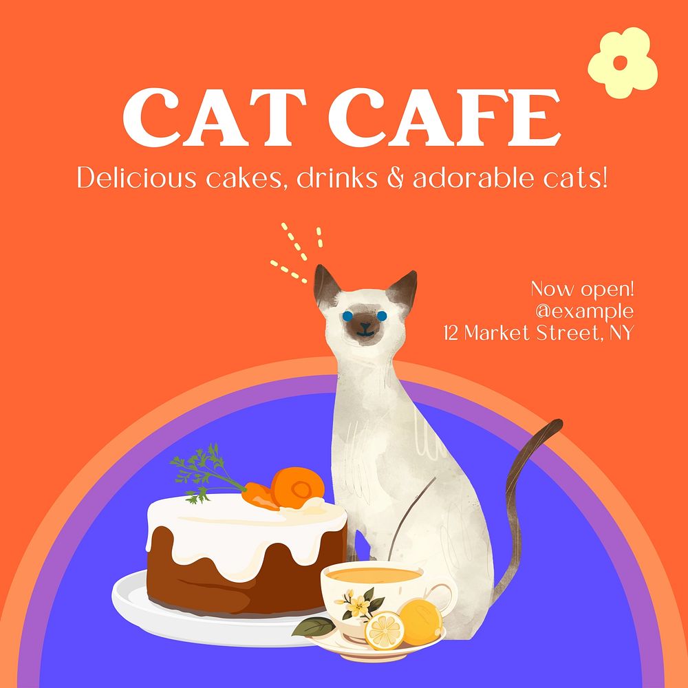Cat cafe Facebook post template