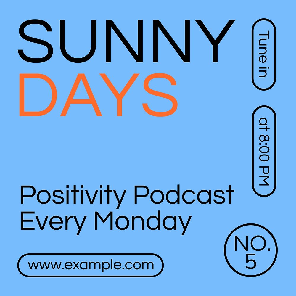 Sunny days podcast cover template, editable Instagram post design