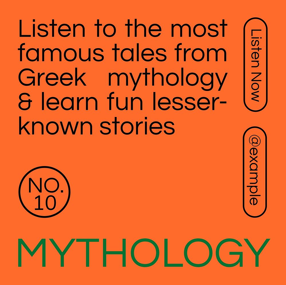 Greek mythology podcast cover template Instagram post design