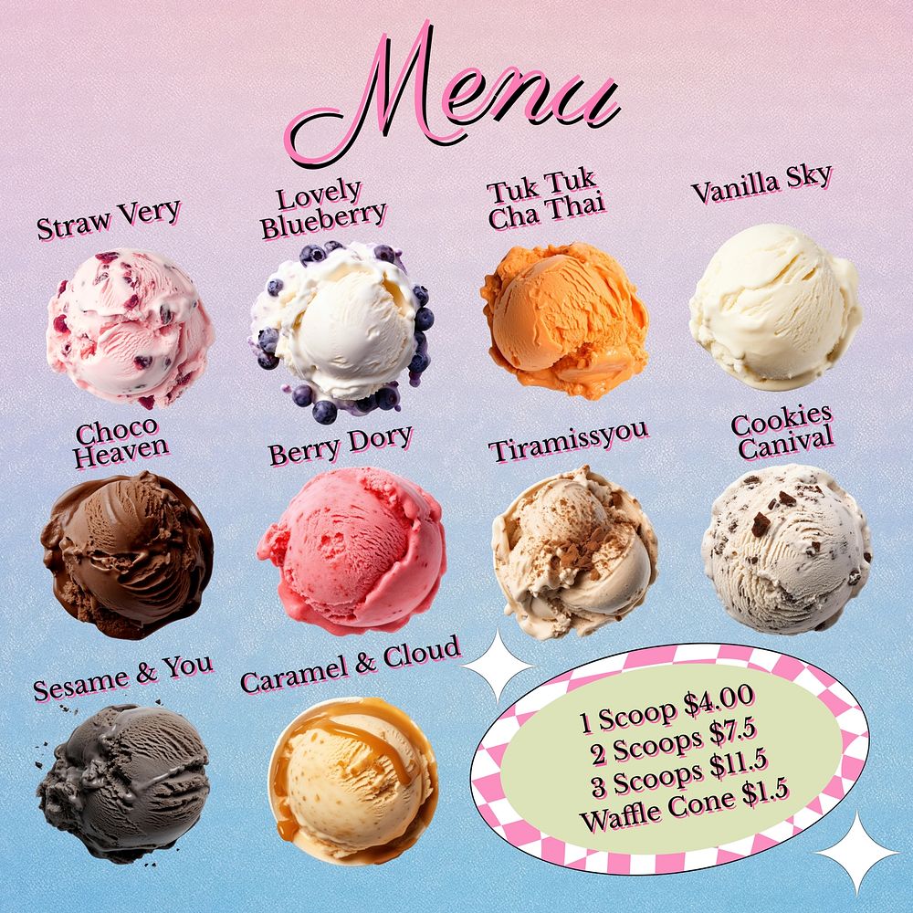 Ice cream menu Instagram post template