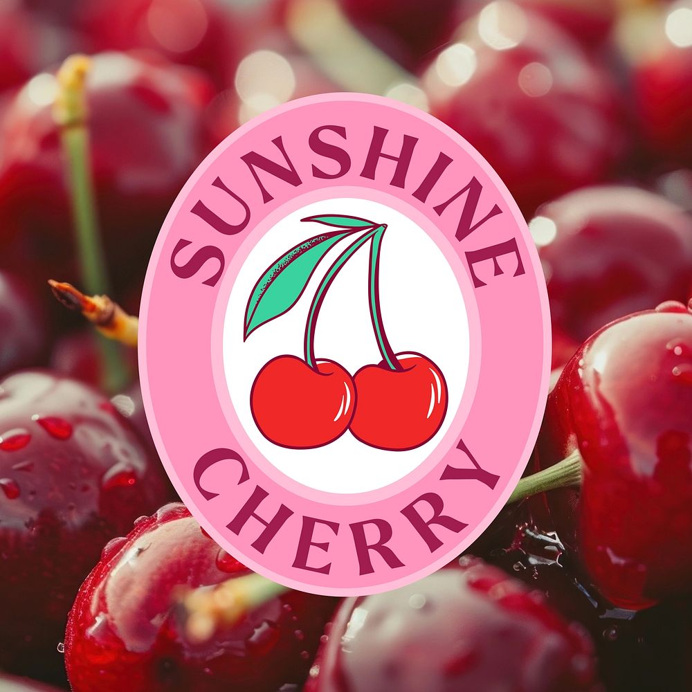 Sunshine cherry logo template,  business branding design