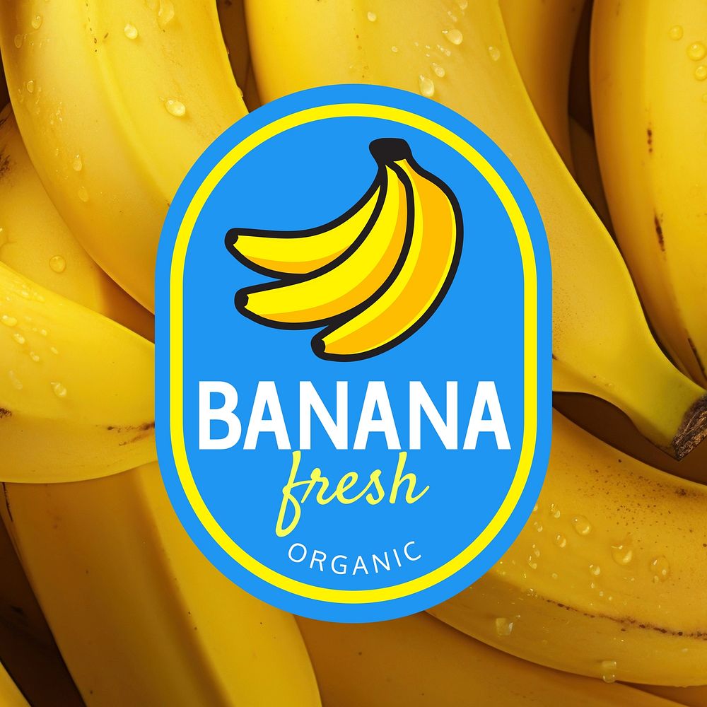 Fresh banana logo template,  business branding design