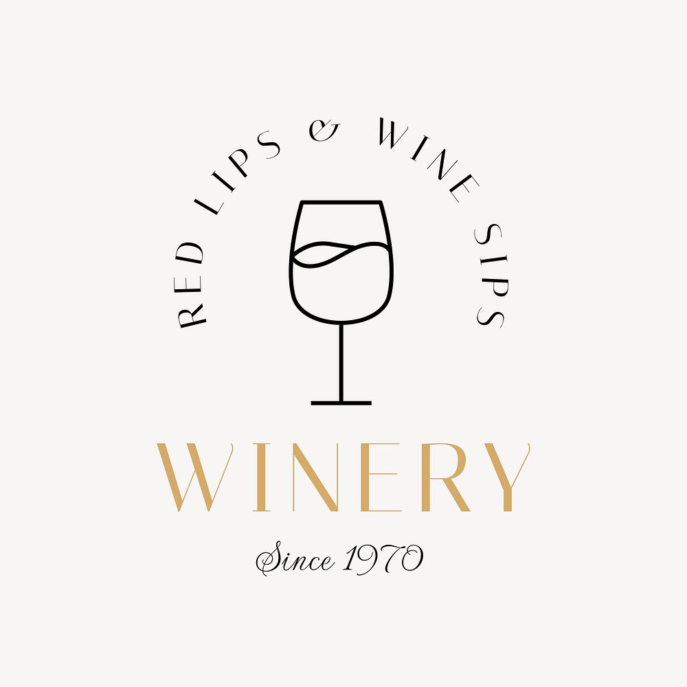 Winery business editable logo, line art design