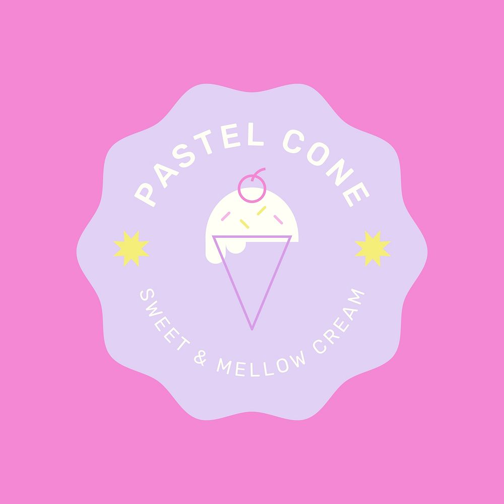 Ice-cream shop  logo line art 
