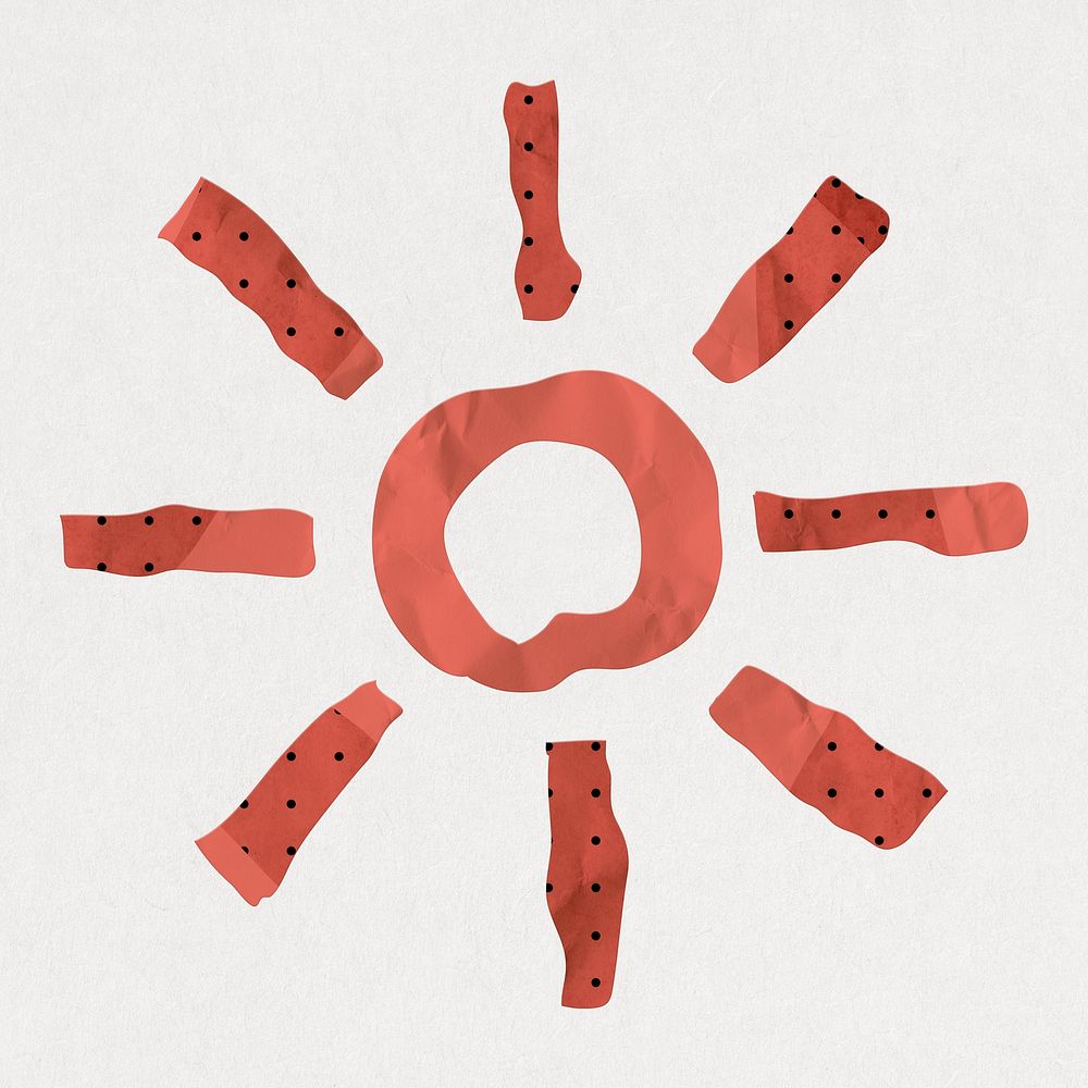 Sun icon in cute paper cut illustration