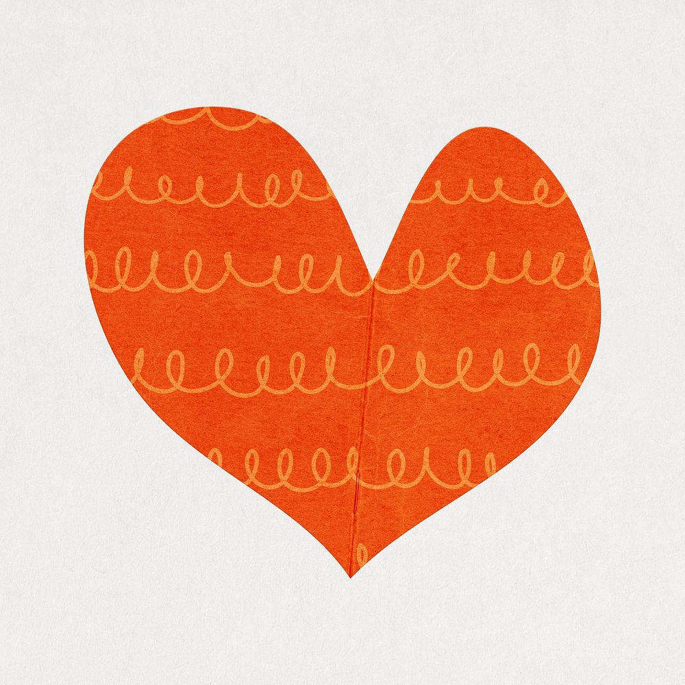 Heart icon in cute paper cut illustration