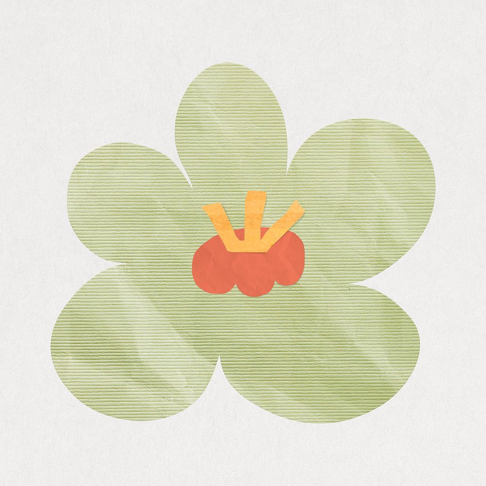 Flower icon in cute paper cut illustration