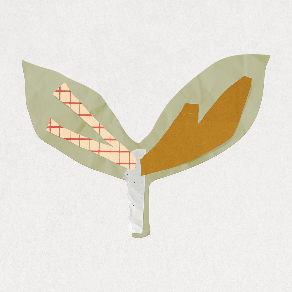Leaf icon in cute paper cut illustration