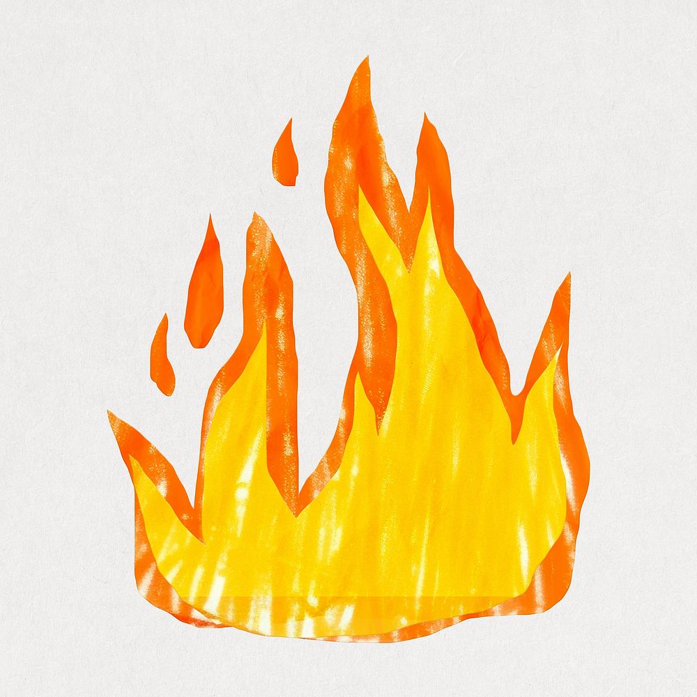 Fire icon in cute paper cut illustration