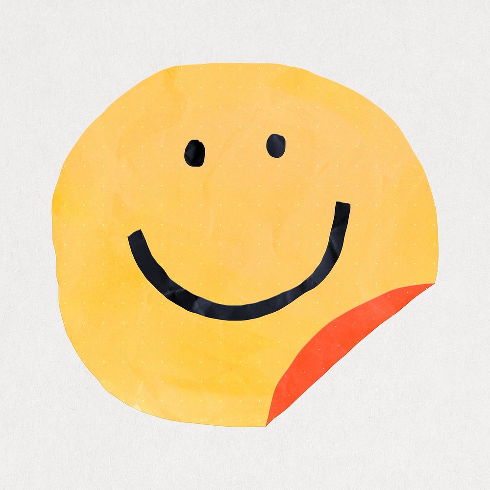 Smiling face icon in cute paper cut illustration