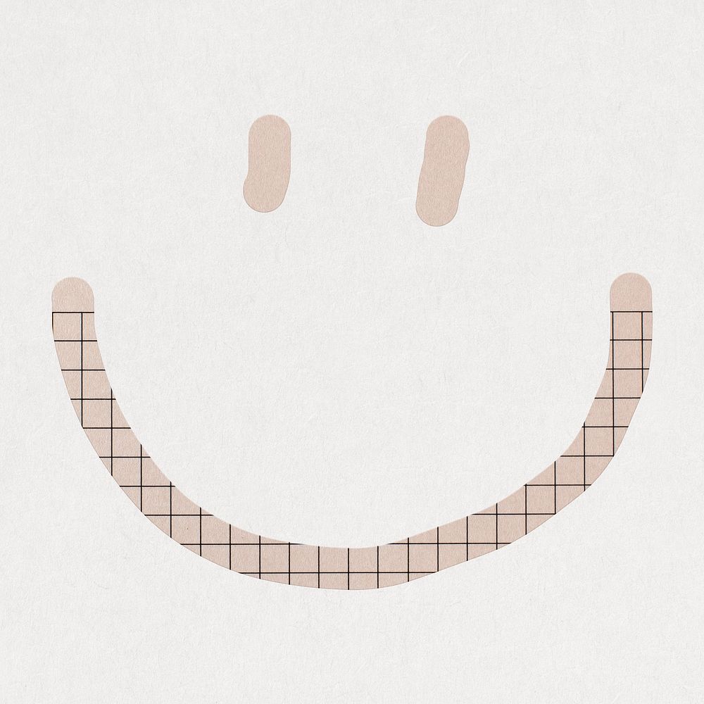 Smiling face icon in cute paper cut illustration