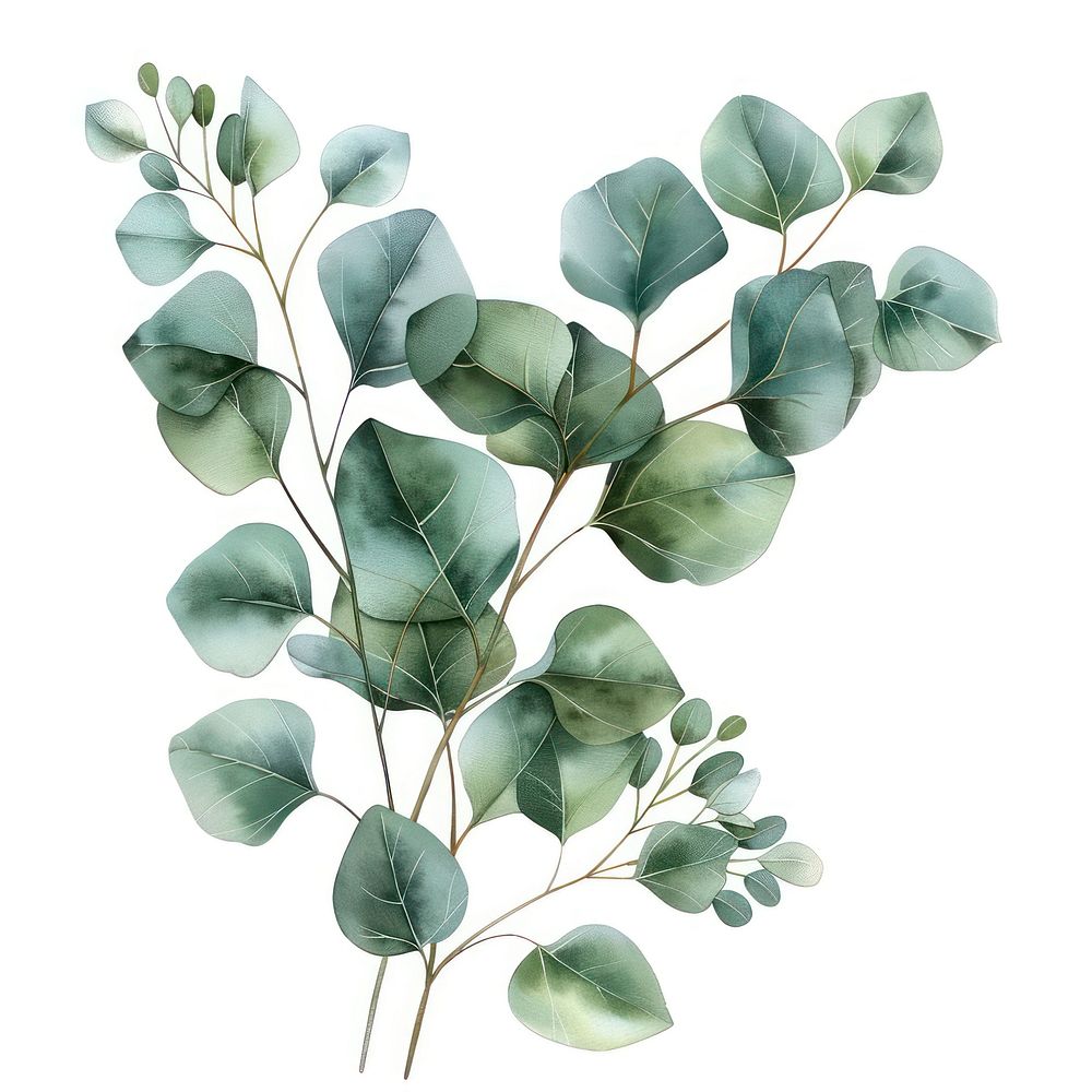 Eucalyptus leaf art illustrated drawing.