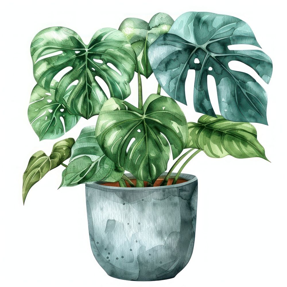 Monstera pot blossom planter pottery. | Free Photo Illustration - rawpixel