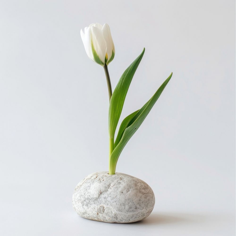 Elegant white tulip in stone