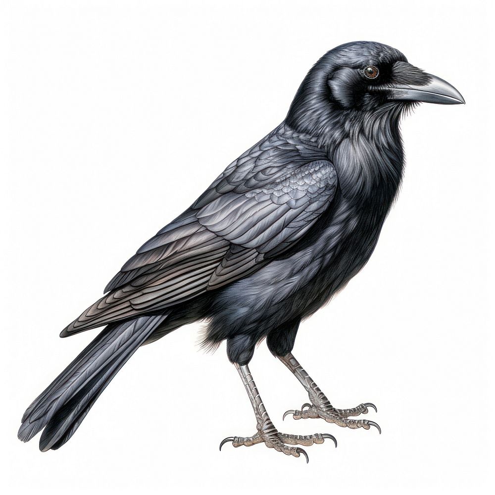 Detailed black crow illustration