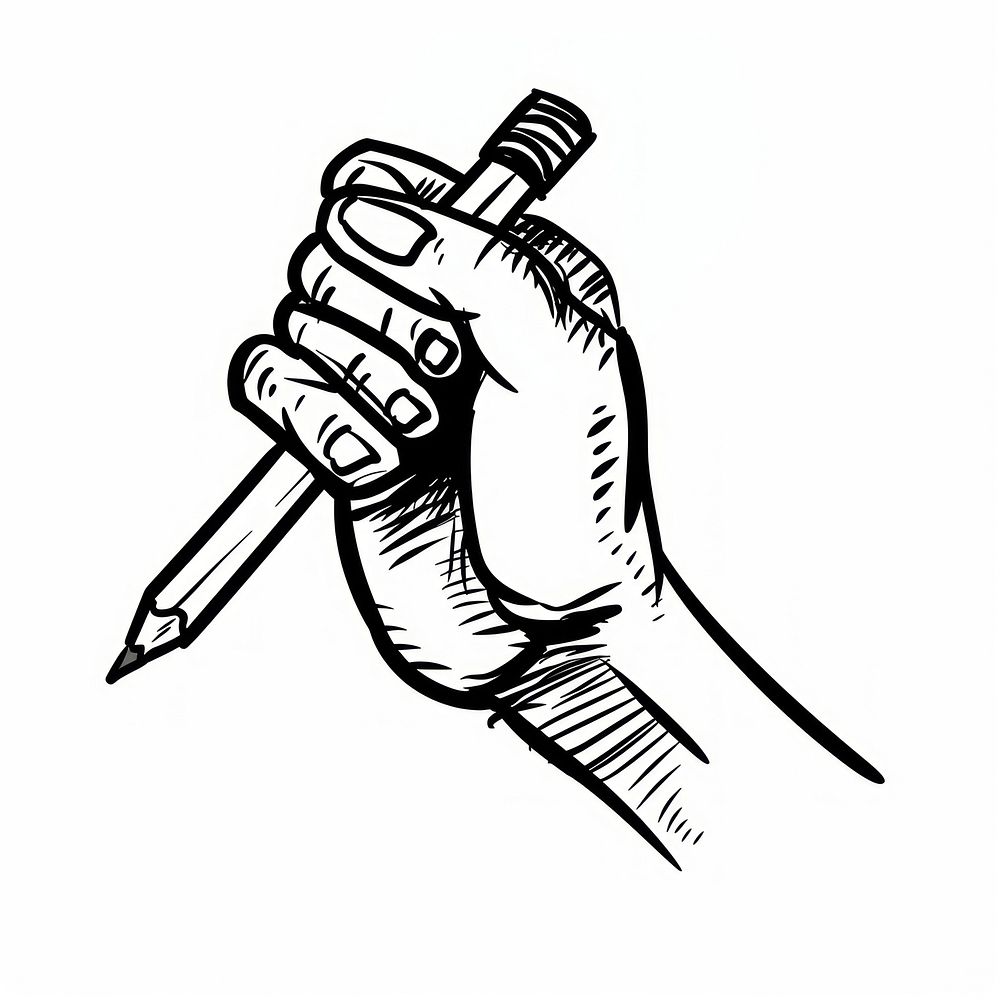 Hand holding pencil sketch Free Photo Illustration rawpixel