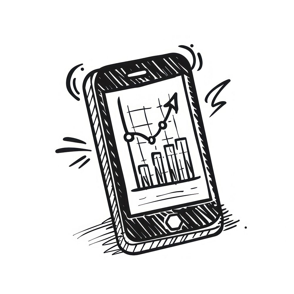 Hand-drawn smartphone with analytics