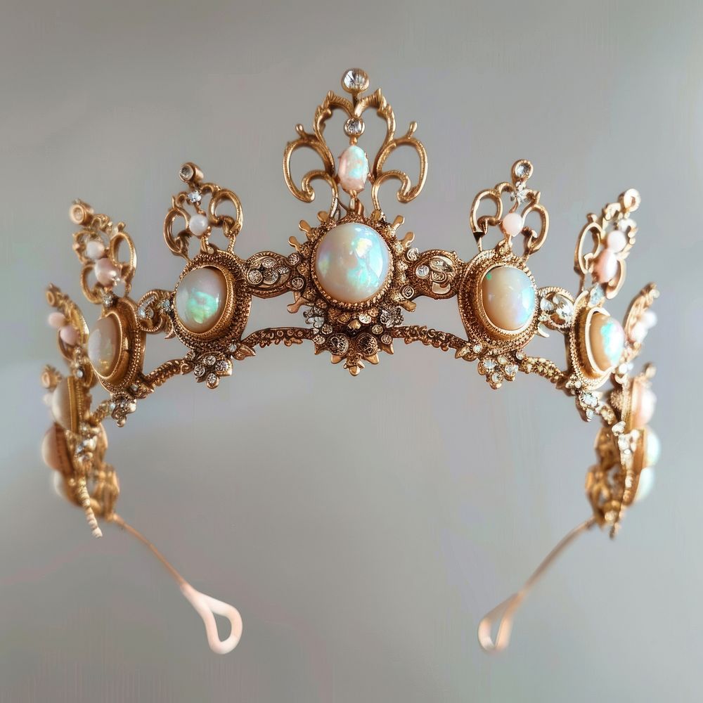 Elegant opal-studded golden tiara