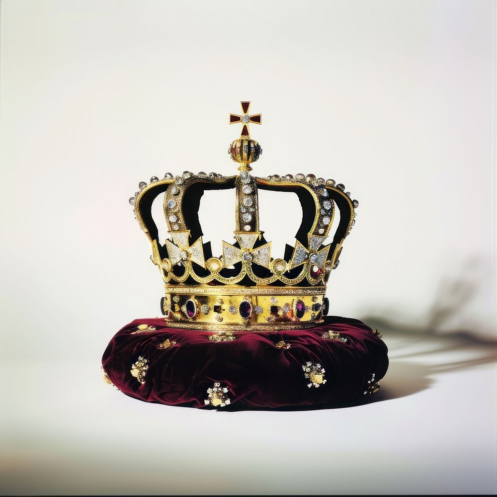 Royal crown on velvet cushion