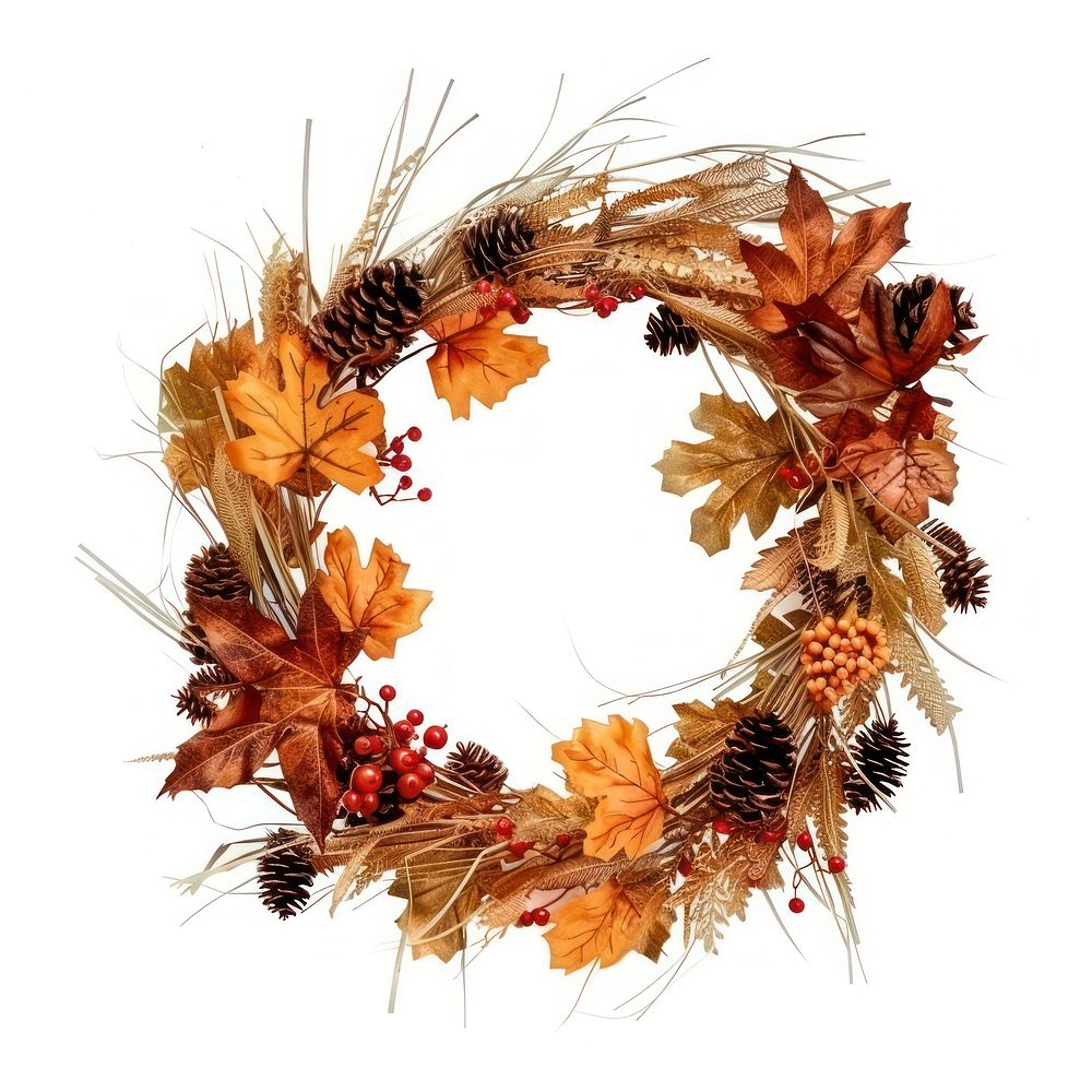 Rustic fall harvest wreath plant leaf.