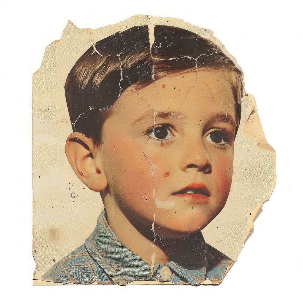 Vintage torn photo boy | Free Photo Illustration - rawpixel